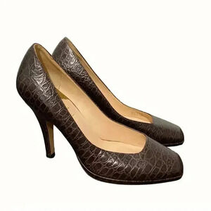 Cole Haan Carma Brown Croc Leather Heel Shoes Pumps Nike Air